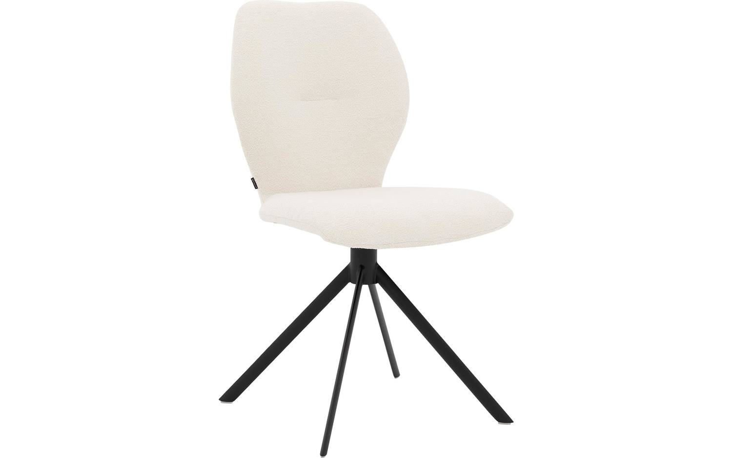 Goossens Eetkamerstoel Hera wit stof leuning, modern design - 8718823203851